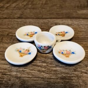 Miniature Plates Saucer Set Tea Cup. Floral